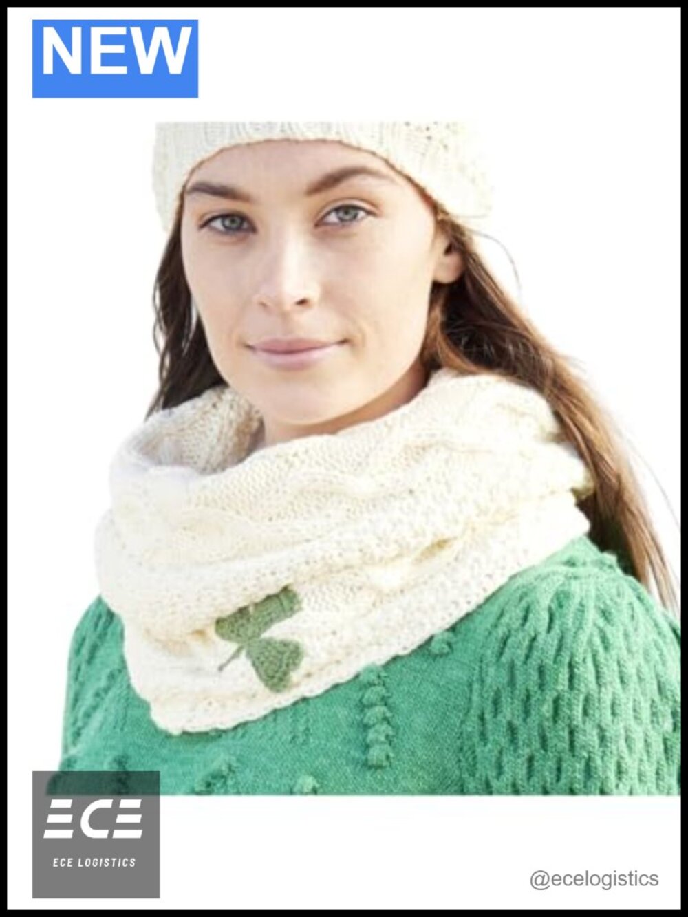 Aran Shamrock Snood Soft Acrylic Cotton Blend One Size Women's Neck Warmer